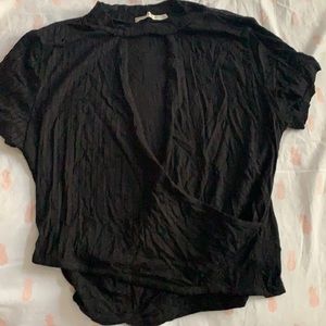 Black ribbed cut out crop top